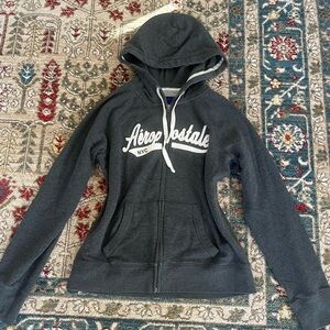 Aeropostale Dark Gray Zip-Up Hoodie with White Logo